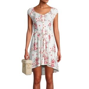 No Boundaries Floral High Low Peasant Dress Milkmaid Front Buttons Size 11/13